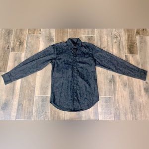 Black Paisley Dress Shirt Valerio Garati: Small 14-14 1/2, 32/33 Slim Fit